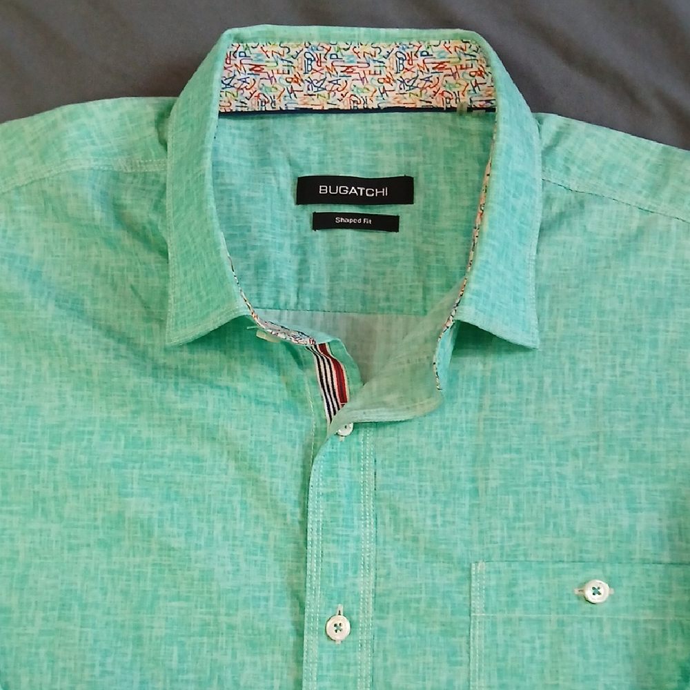 Bugatchi Men's Aqua Button Down Shirt